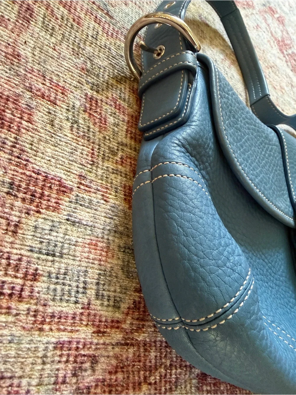 Coach Vintage Soho Flap Bag Pebbled Leather in Aqua Blue Collectible - Picture 3 of 11